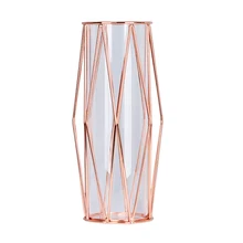 Стеклянная ваза Роскошная Скандинавская домашняя вставка офисный букет простой гидропоники растения украшения украшение Настольная металлическая полка