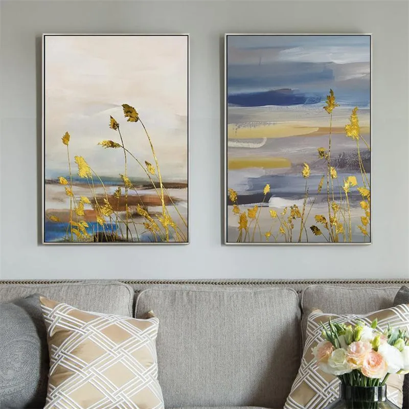 

Free Shipping Gold Oil Painting 100% Hand Painted Canvas Wall Art Decor Unframed Wall Hangings Art Newest Design Paintings Art