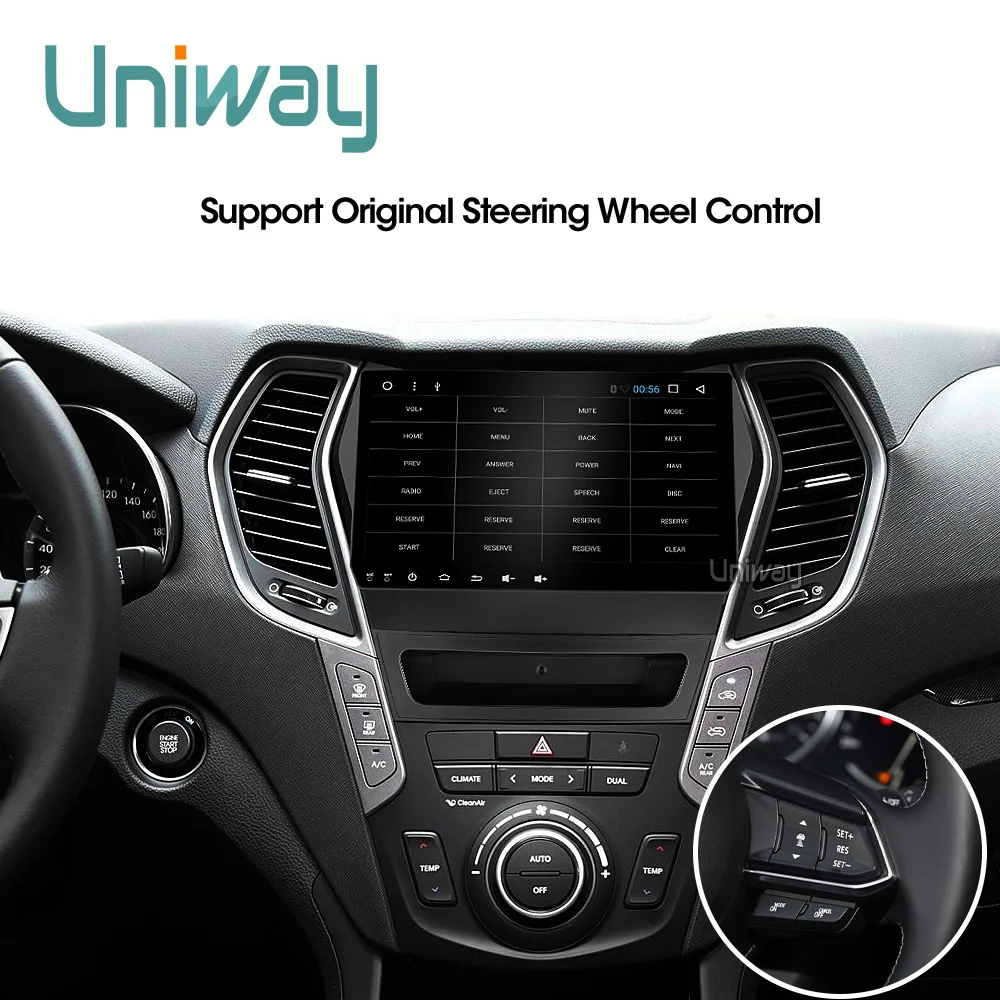 Flash Deal Uniway AIX459071 IPS android 9.0  car dvd for Hyundai IX45 Santa fe 2013  2014 car radio stereo navigation car dvd player gps 5