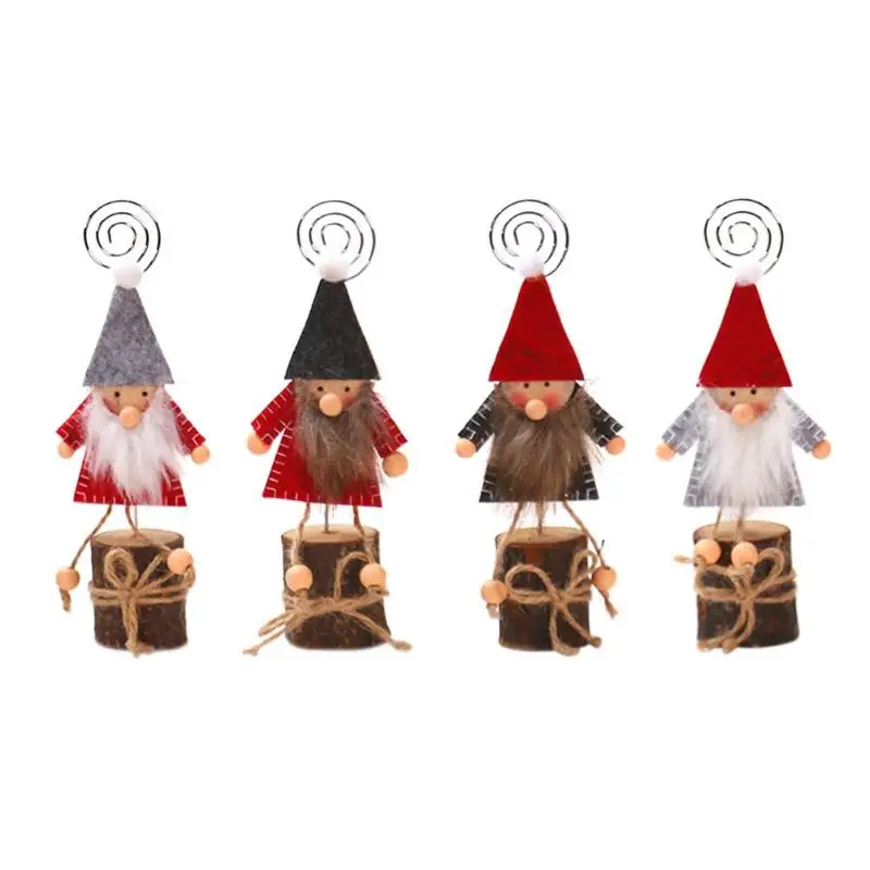 

Wooden Doll Business Card Holder Photo Clip Note Clip Desk Ornaments Christmas Decor For Home New Year Supplies Dropshipping