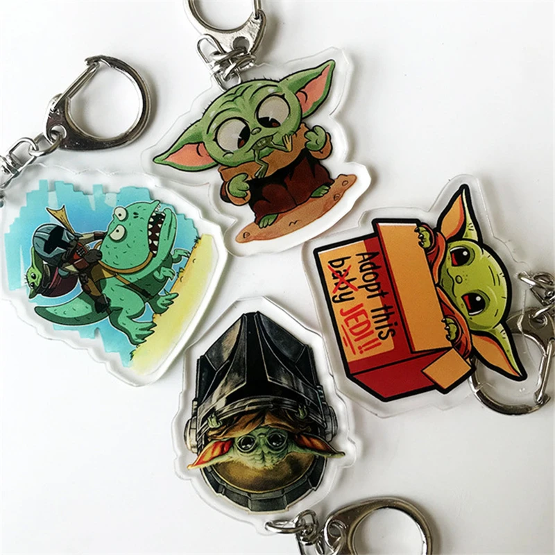 Брелок для ключей с мотивом мандалор малыш йода Звездные войны 9 акриловый брелок