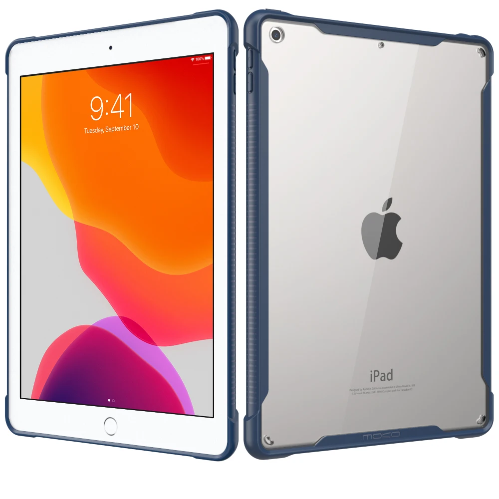 Blue Чехол MoKo для нового iPad 10,2, не царапающийся Прозрачный Жесткий ПК задний и амортизирующий гибкий ТПУ Мягкий Бампер Тонкий - Цвет: Blue