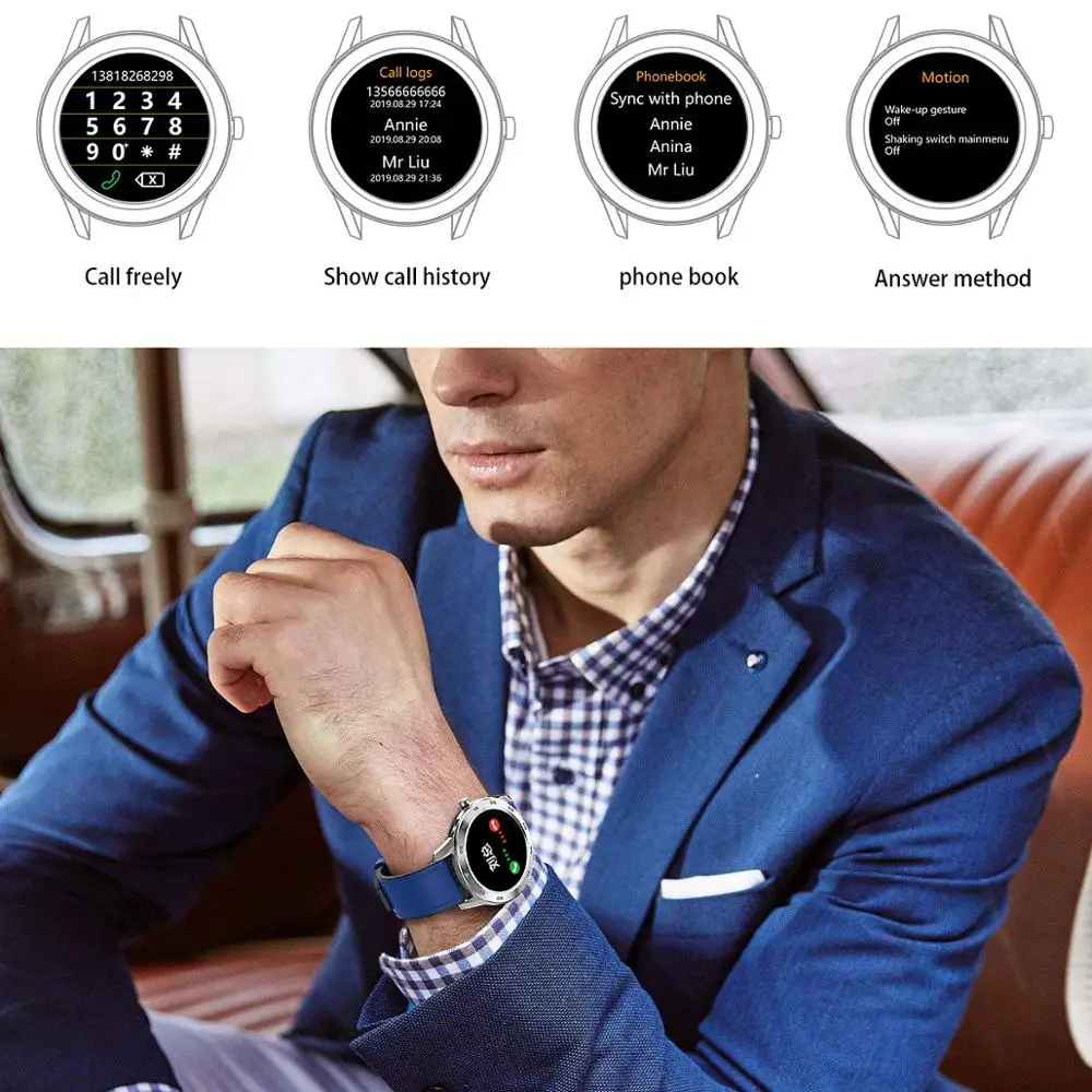 LEMDIOE Bluetooth вызова Смарт часы для мужчин водонепроницаемый IP68 Мульти Циферблат сменный ремешок ЭКГ Ppg Smartwatch для huawei Iphone