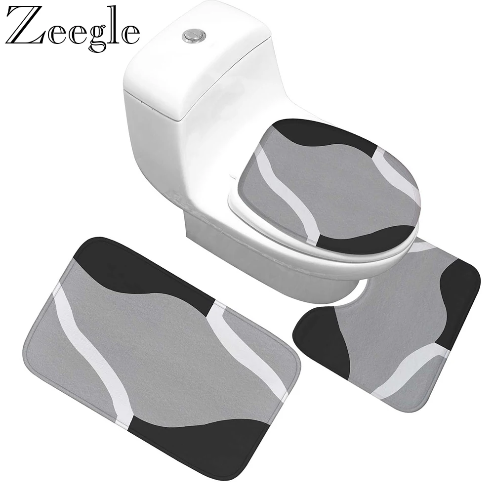 

Zeegle 4pcs Bathroom Carpet Bath Mats Toilet Cover Mat Absorbent Microfiber Bath Foot Mat Anti-slip Bathroom Toilet Pedestal Rug