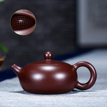 

Yixing recommended manual undressed ore dahongpao purple clay sketch zhu bian xi shi pot capacity of 140 ml