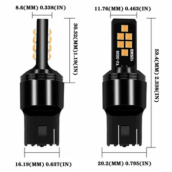 

Car LED Light Accessories 4Pcs T20 7443 W21 5W Amber Brake 360 Degrees