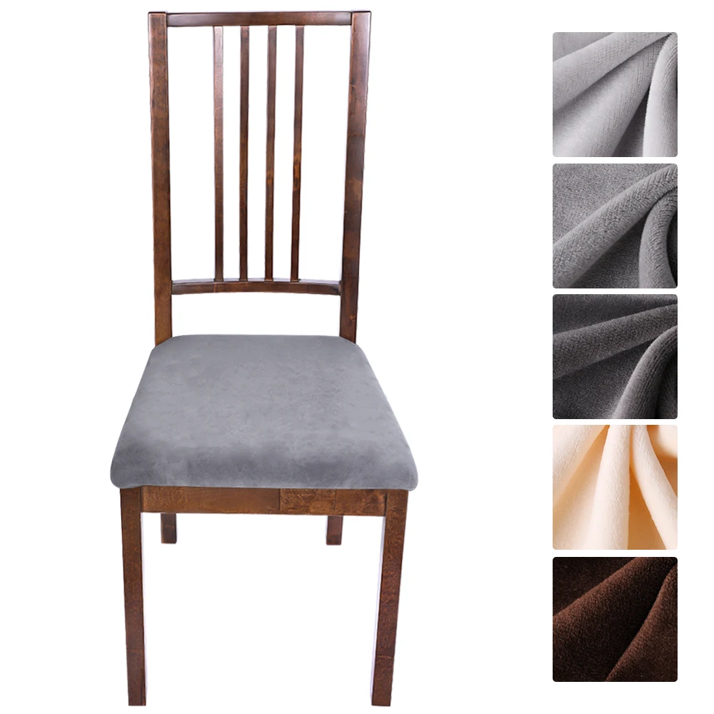

4/6 Pcs Non-slip Silver Fox Velvet Chair Covers Sofa Seat Cushion Solid Color Chair Covers For Padchair Chairs 40x42cm