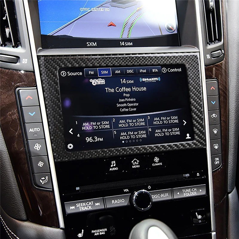 Car styling Carbon Fiber Sticker GPS Navigation screen Frame Sticker Trim For Infiniti Q50 Q60