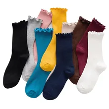 Модные мягкие хлопковые женские носки с кружевными оборками; милые носки наивысшего качества; Милые Носки ярких цветов для милой принцессы; удобные милые носки с оборками для девочек