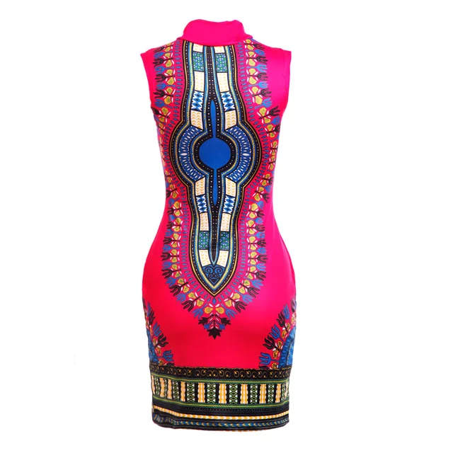African dresses for women sleeveless sexy tight fitting fashion high stretch printing slim fit hip bazin