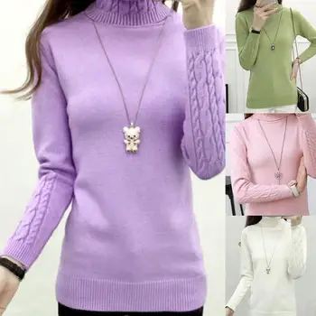 

Sweater Women's Turtleneck Sweater Fashion Simple Solid Color Pullover Casual Slim Shirt Shirt Large Size Warm Sweater top