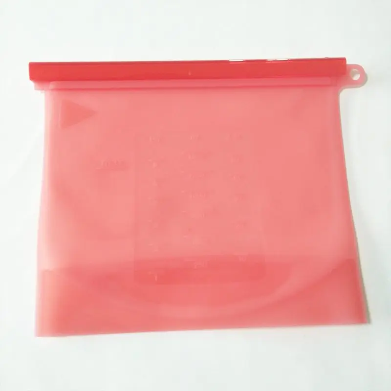4Pcs/lot 1000ml Kitchen Food Sealing Storage Bag Reusable Refrigerator Fresh Bags Silicone Fruit Meat Ziplock Kitchen Organizer - Цвет: Red
