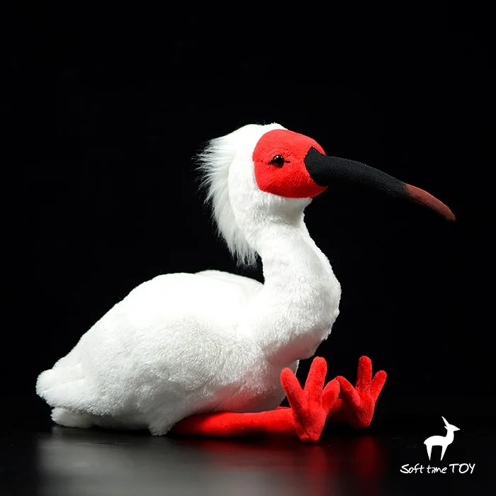 

True Wild Animals And Birds Real Life Plush Crested Ibis Dolls Soft Stuffed Toys Present Super Cute