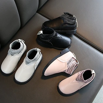 

Boots Low Tube Children Boys Girls Knit Leather Short Cotton Shoes Baby Toddler Autumn And Winter Casual Kids Shoes 3M-9Years