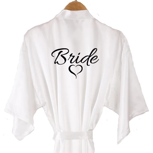 bride black Великолепный mauve халат Атласный Женский атласный короткий кимоно с сердечками дизайн для свадьбы Вечерние одежда для невесты - Цвет: bride black