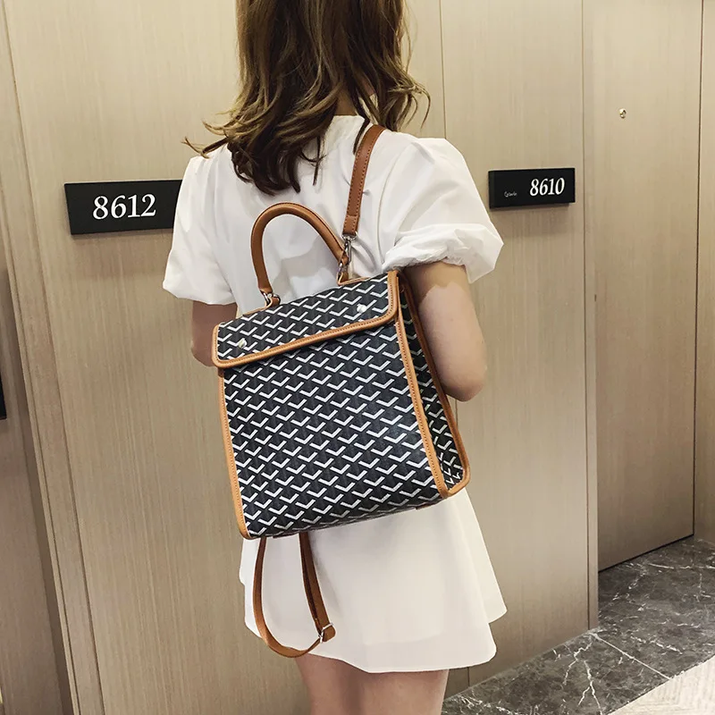 

Luxury Brand Design Women Bags Backpack Preppy Girl Schoolbag Student Bag Female Travel Bag Totes Stylish Retro Geometric Word
