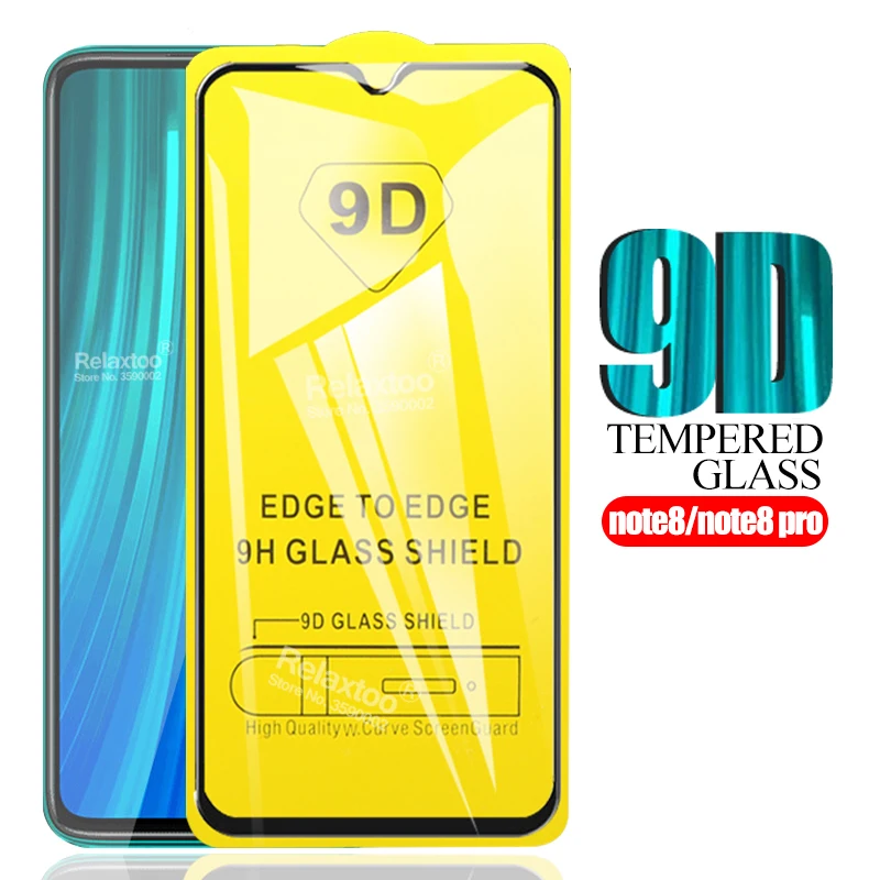 9D Full glue protective Glass For xiaomi redmi note 8 pro safety on xiomi xaomi note8 8pro tempered Glas | Мобильные телефоны и