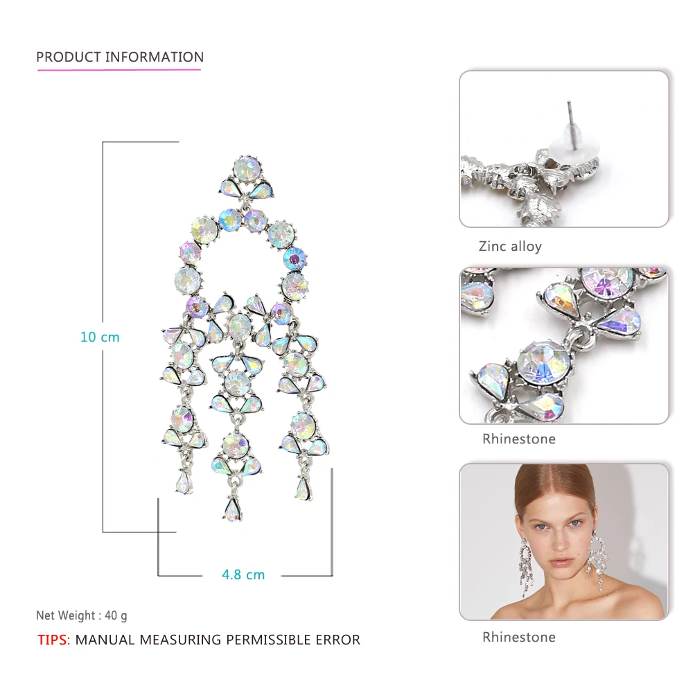 Vodeshanliwen ZA New Crystal Tassel Earrings For Women Fashion Imitation pearl Statement Big Earrings New Accessories