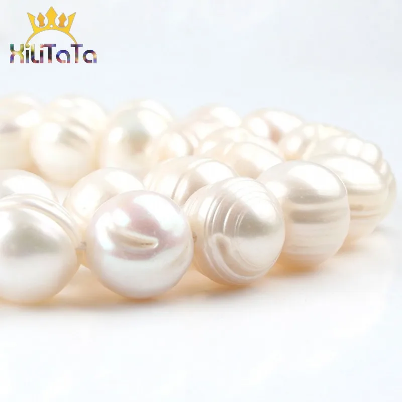 12-13mm AAA Natural Freshwater Pearl Round Beads Genuine White Pearls Beads For Jewelry Making DIY Bracelet Accessories 15''
