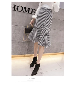

Women Skirt Japan Ruflles Skirt 2019 female autumn and winter new a-line high waist bag hip split uffle Mermaid skirt A6
