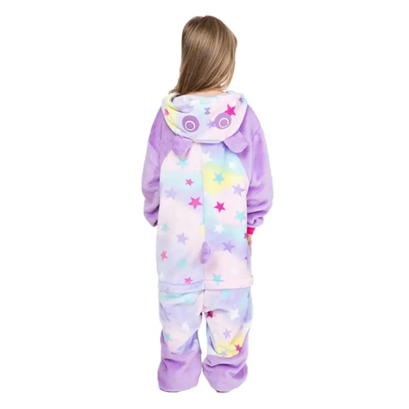 Colorful Star Flannel Sleepwear Children Kid Cute Animal One Piece Pajamas Fancy