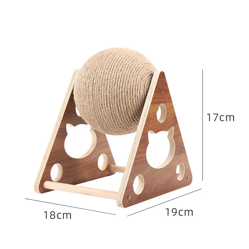 Sisal Cat Toy Scratch Solid Wood Cat Scratching Ball Natural Durable Sisal Board Scratcher for Cat Grinding Sisal Rope Climbing 