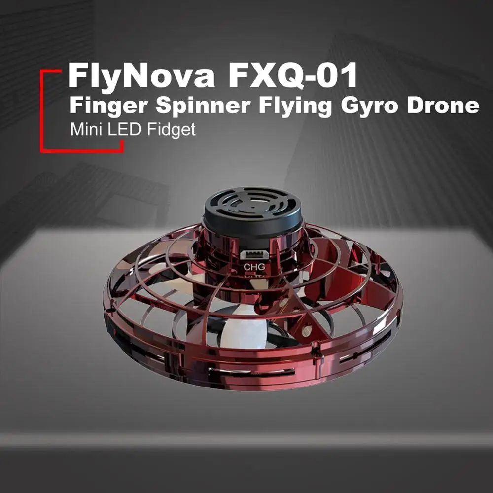 FlyNova FXQ-01 светодиодный мини-Спиннер для пальцев, летающий гироскоп, вращающийся Дрон, аутизм, тревожность, снятие стресса, детская игрушка - Цвет: red