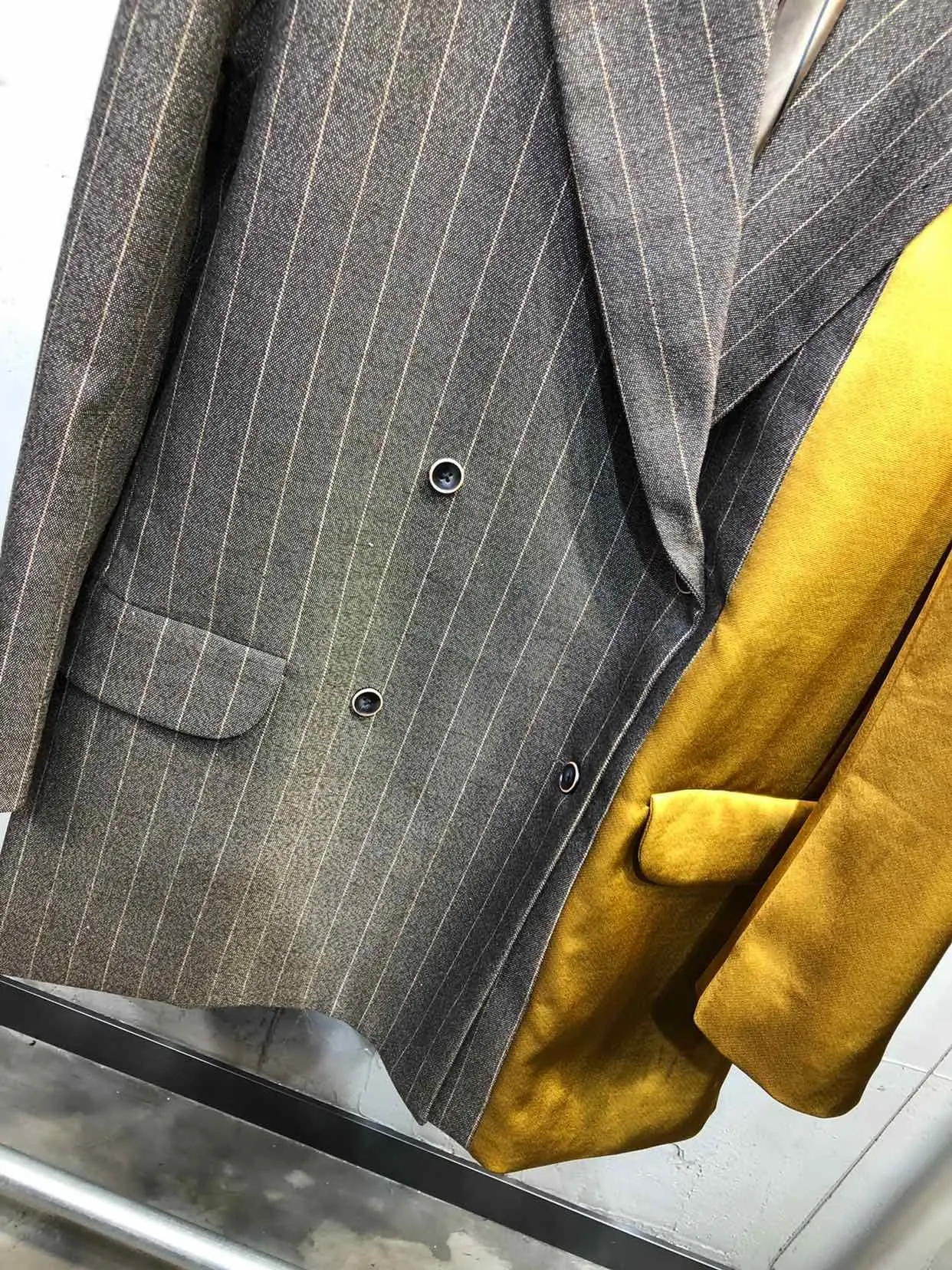 new ladies high quality fashion long sleeve lapel striped stitching jacket 1009