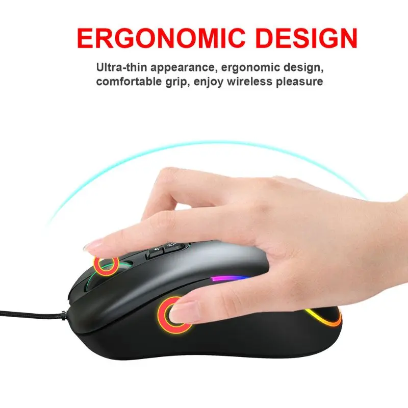 

6400DPI 6 Buttons USB Wired Honeycomb Hollow Mouse Hollow-out RGB Gaming Mice