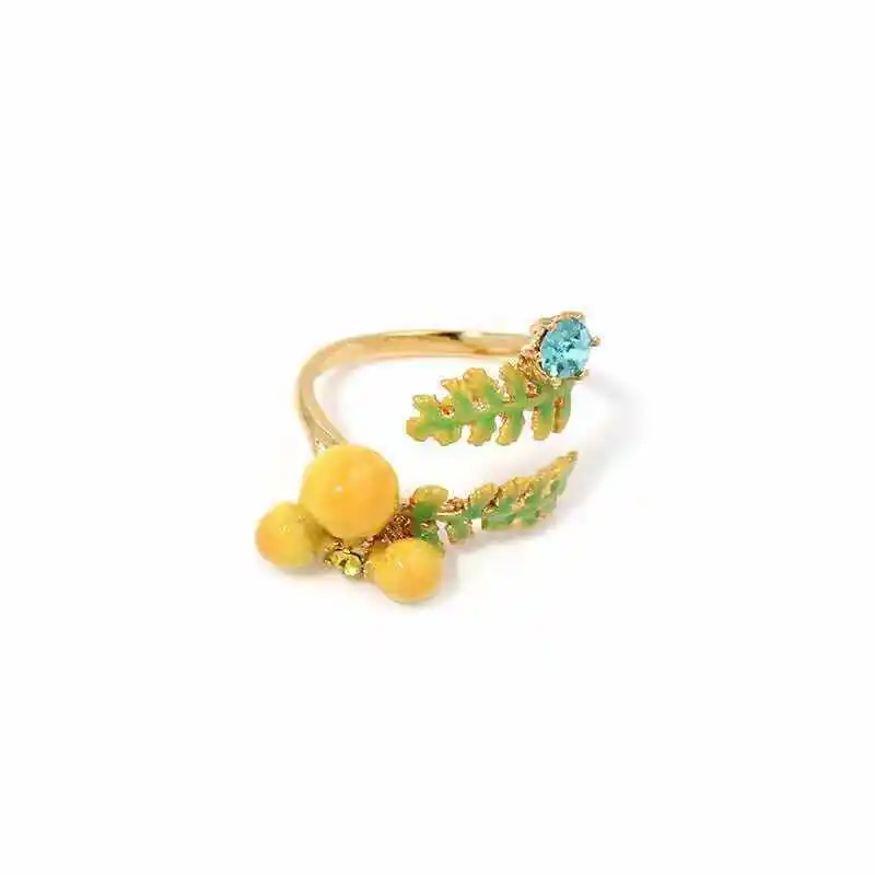 Handmade Enamel Mimosa Womens Stud Earring Jewelry For Party