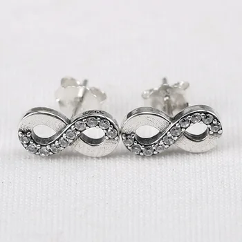

Original Infinite Love Heart With Crystal Stud Earring For Women 925 Sterling Silver Earring Wedding Gift Fine Jewelry