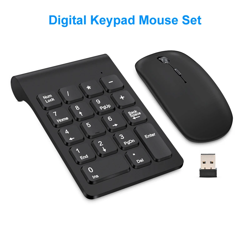 korean computer keyboard Lefon Wireless Keyboard Mini Digital Number Numeric Keypad Accounting Bank 18 Keys Keypad Mouse Set For Laptop PC Notebook computer keyboard computer peripheral Keyboards