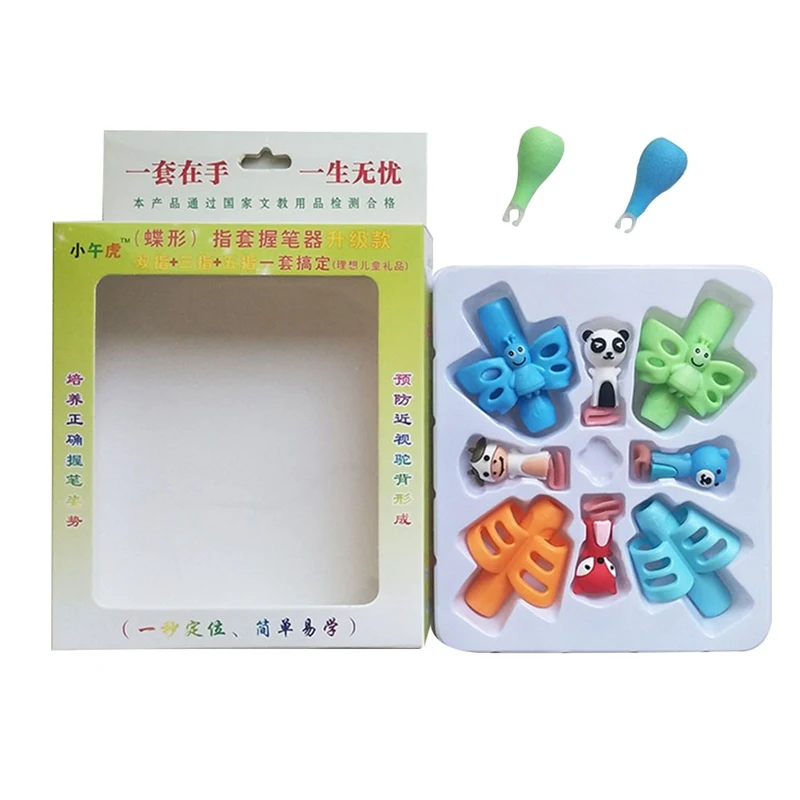 6Pcs/Set Children Pencil Holder Tools Silicone Two Finger Ergonomic Posture Correction Tools Pencil Grip Writing Aid Grip