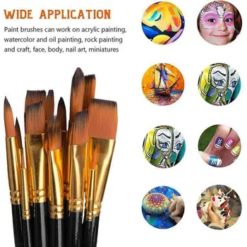 

15pcs Artist Paint Brush Set with Canvas Bag Paint For Watercolor Supplies Sponge Painting Brush Drawing Oil Art Acrylic Sc X9O4