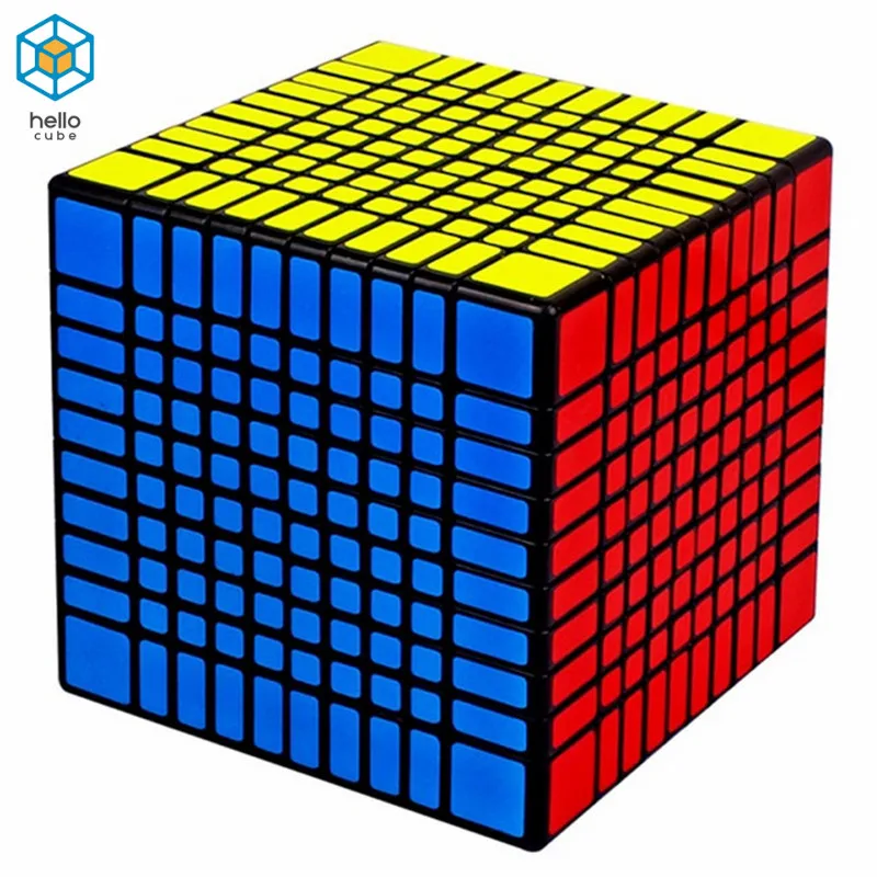 YuXin HuangLong 10x10x10 Магический кубик коллекция высоких слоев cubo magico быстрый ультра-Гладкий 10x10 скоростной кубик-головоломка детская игрушка подарок - Цвет: black