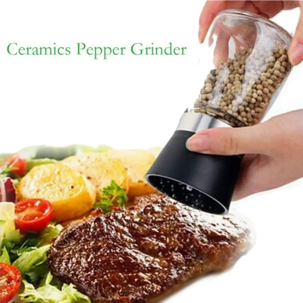 2PCS Random Color Kitchen Glass Grinding Bottles Salt Pepper Mill Grinder Glass Pepper Grinders Shaker Spice Container