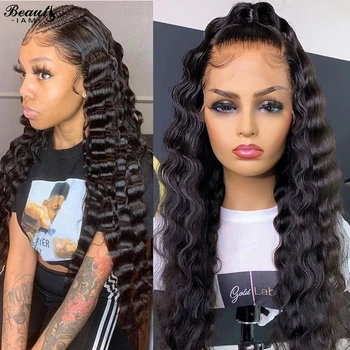 

Deep Wave Full Lace Human Hair Wigs For Black Women Peruvian Virgin Glueless Bleached Knot Curly Wig Pre Plucked With Baby Hair