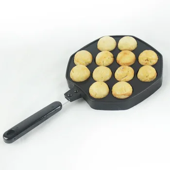 

12 Holes Octopus Ball Bakeware Cast Iron Uncoated Nonstick Takoyaki Maker Meatball Mold Cake Baking Pan Kitchen BBQ Plate Tools