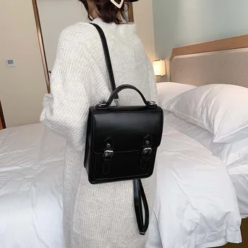 

2020 new women's backpack large capacity fashion ladies backpack double zipper solid color anti-theft backpack