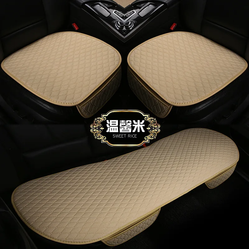 

Car Seat Cover Four Seasons Front, Rear Flax Cushion Breathable Protector Mat Pad universal seat cover linen cars accesorios
