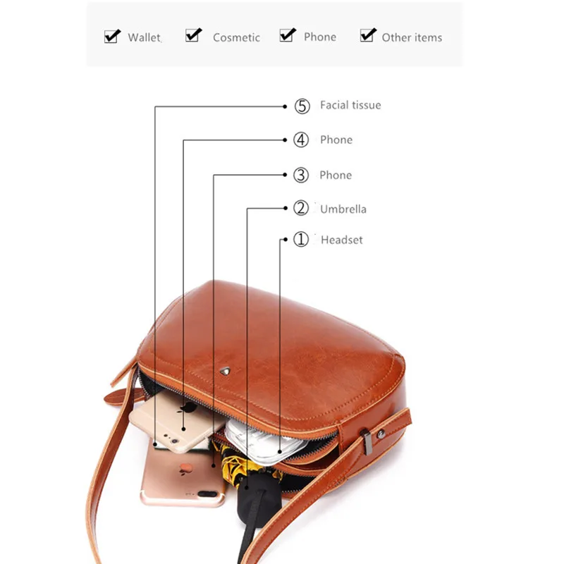 Сумка на плечо Vento Marea из натуральной кожи вместительная с двойной молнией