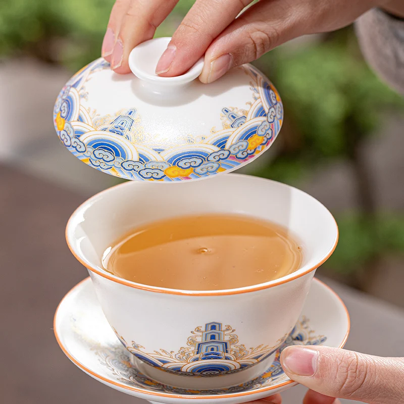 Большой чайный сервиз чайная чашка Цзиндэчжэнь сине белый фарфор керамика кунг