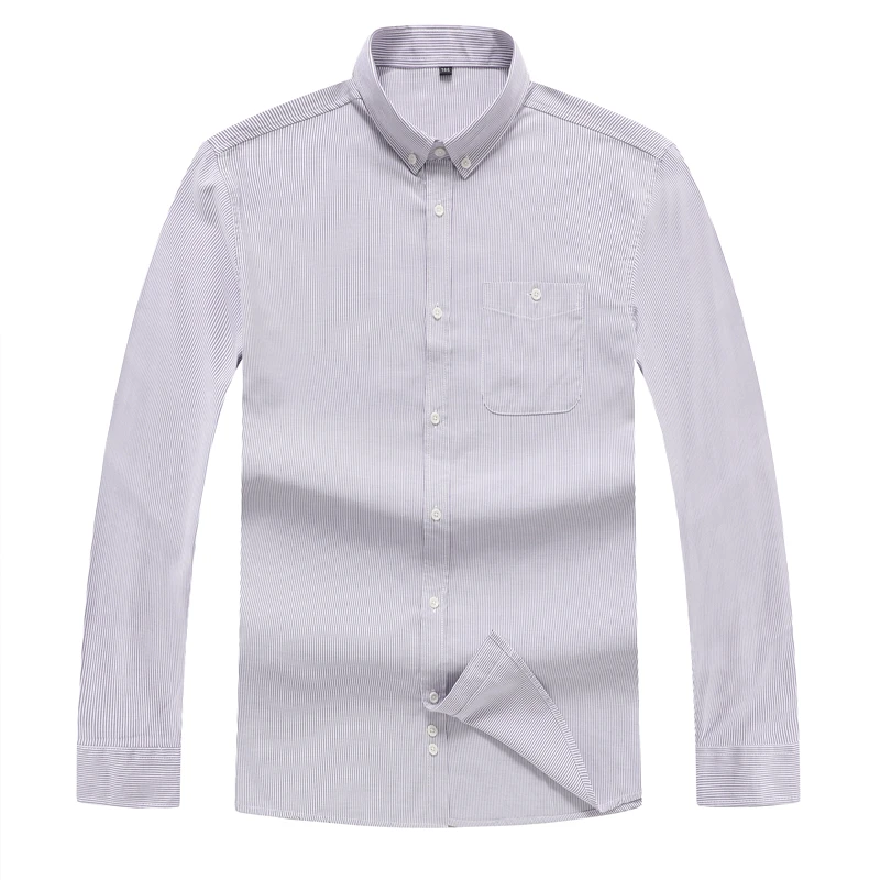 5XL 6XL 7XL 8XL 10XL размера плюс Мужская рубашка в полоску деловая Повседневная Свободная Прямая рубашка с длинным рукавом мужская брендовая одежда - Цвет: Фиолетовый