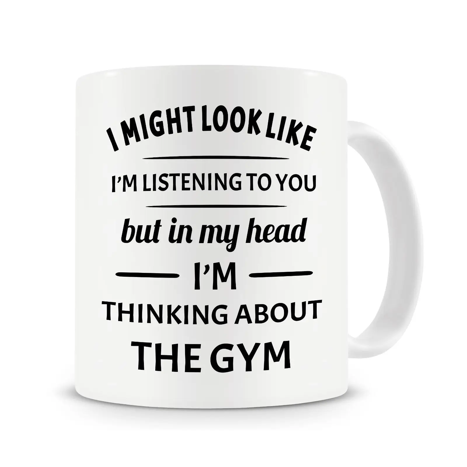 

In My Head I'm Thinking about The GYM/TRAINS/ BADMINTON Mug,Coffee Mug,Gym Mug,Workout,Running Mug Cup with Stirring Spoon