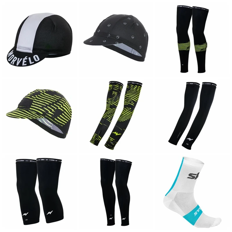 

Unisex bike sport suit accessories 2020 morvelo cycling hat arm sleeve cover socks leg sleeve custom made Pro team cycling wear