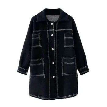 

Stylish Single breasted plaid sweater cardigan Long sleeve knitwear outerwear coat 2020 spring autumn casual cardigan coat