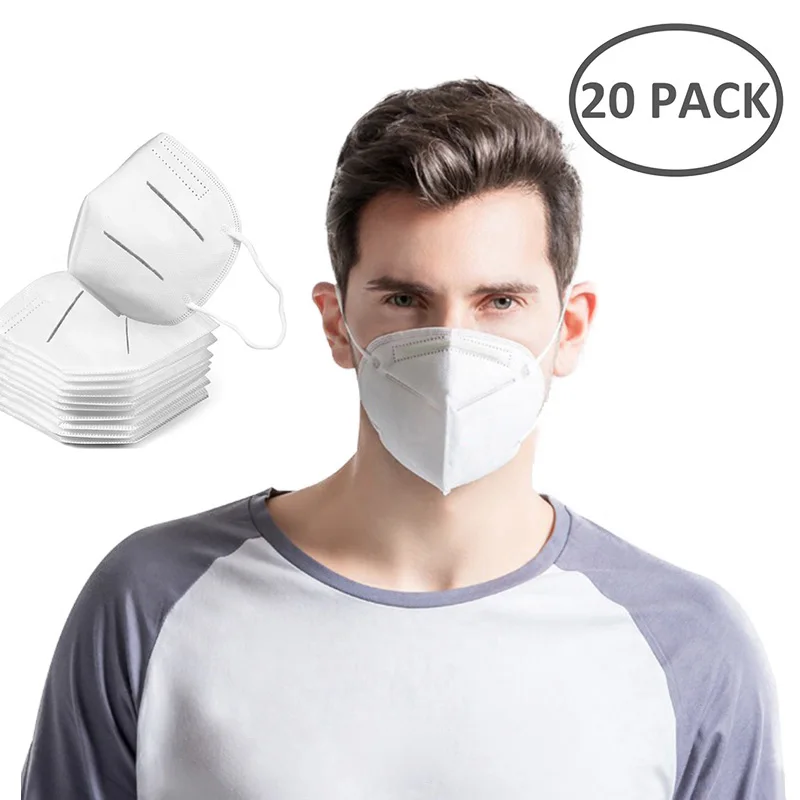 

20 Pack KN95 Dust Mask Non-woven Filters Droplets Dust Smoke Pollution Particle Anti Protective Mask