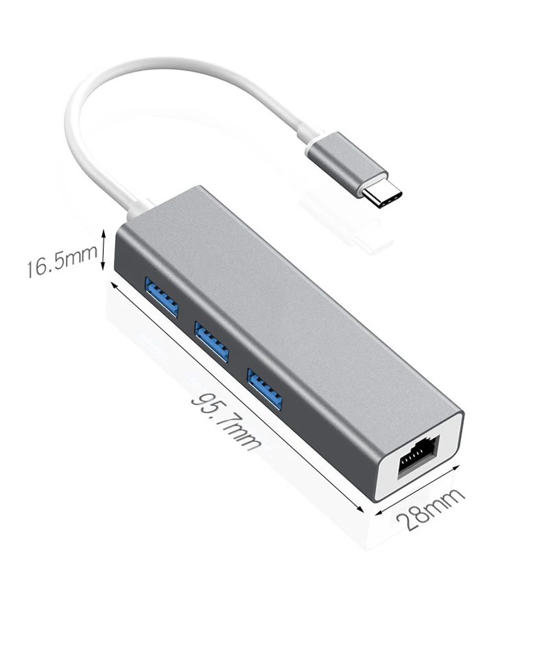 Ingelon концентратор usb Type C rj45 Мульти usb 3,0 1000 Мбит/с Ethernet адаптер разветвитель LAN 3 порта USB3.0 сетевой адаптер для ПК