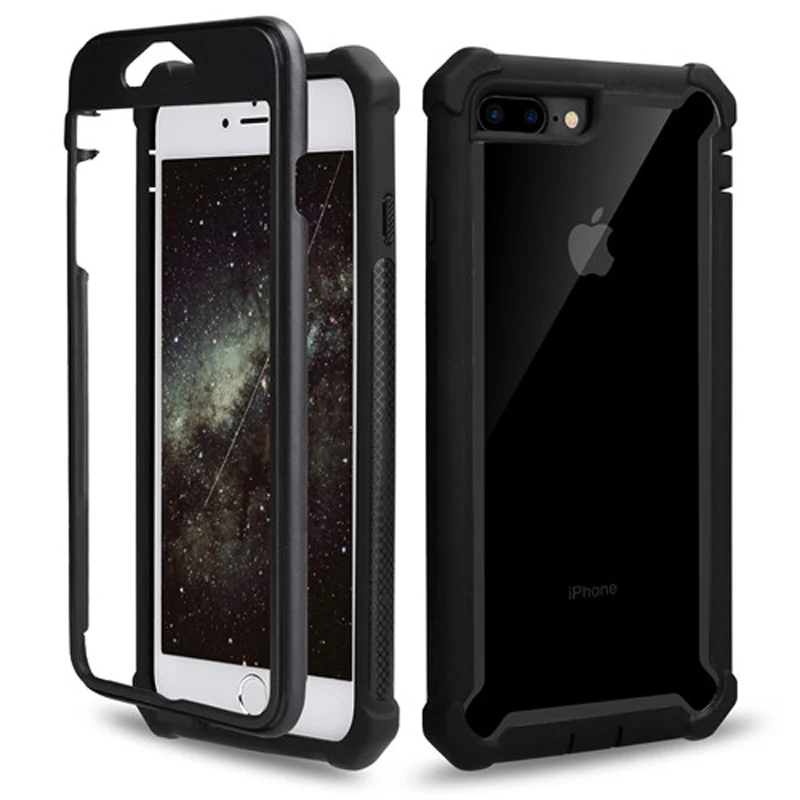 Модный противоударный бампер прозрачный ТПУ чехол для телефона для iPhone 11 Pro Max X XR XS Max 6 6S 7 8 Plus чехол s PC задняя крышка - Цвет: Black Phone Case