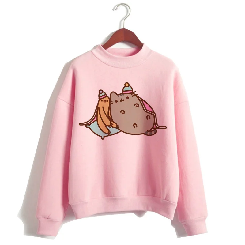 Кот пушин Толстовка Женская мода kawaii корейский harajuku Толстовка розовая Женская 90s мультфильм одежда женский капюшон негабаритный - Цвет: 1019